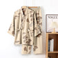 Large Ginkgo Leaf Cotton Kimono Pajamas - Beige - XL - image 19