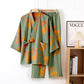 Large Ginkgo Leaf Cotton Kimono Pajamas - Green & Orange - XL - image 7