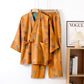 Ginkgo Cotton Gauze Kimono Loungewear Set - Orange - XL - image 9