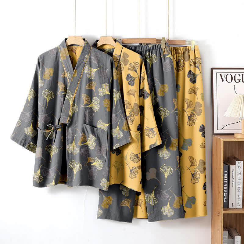 Ownkoti Ginkgo Cotton Gauze Kimono Loungewear Set - image 16