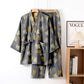 Ginkgo Cotton Gauze Kimono Loungewear Set - Dark Grey - XL - image 27