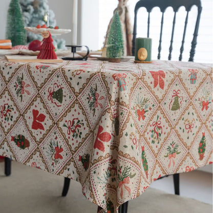 Christmas Tree & Bow Print Holiday Tablecloth - 55" x 102" - image 4