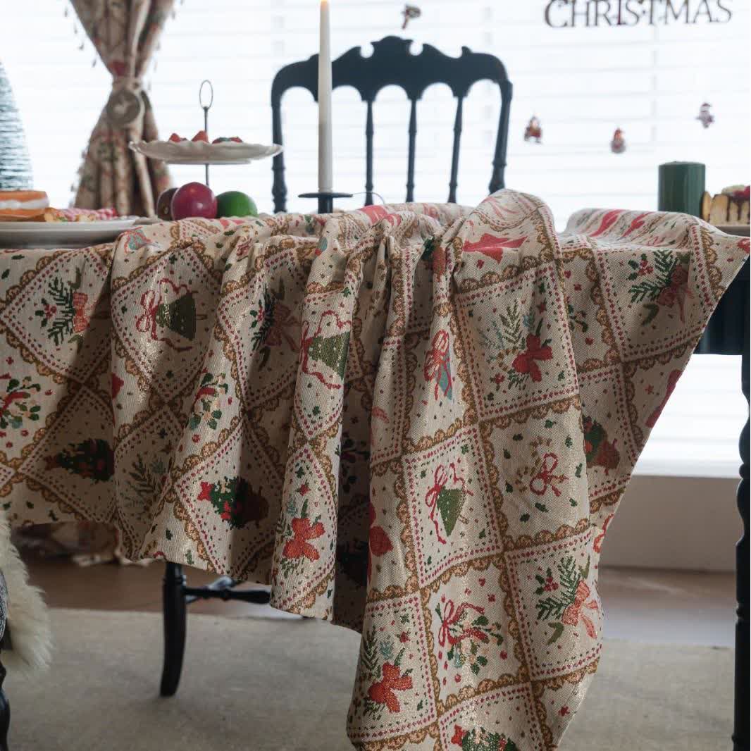 Christmas Tree & Bow Print Holiday Tablecloth - image 5