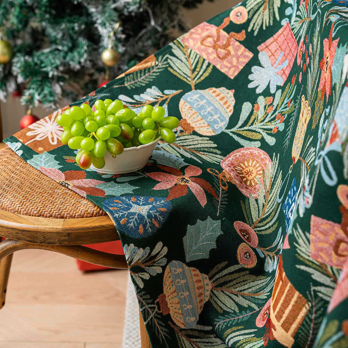 Plant & Floral Print Jacquard Tablecloth - image 7