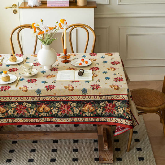 Christmas Bell Floral Jacquard Tablecloth - 55" x 102" - image 1