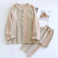 Striped Cotton Gauze Loungewear Set - Khaki - XL - image 6