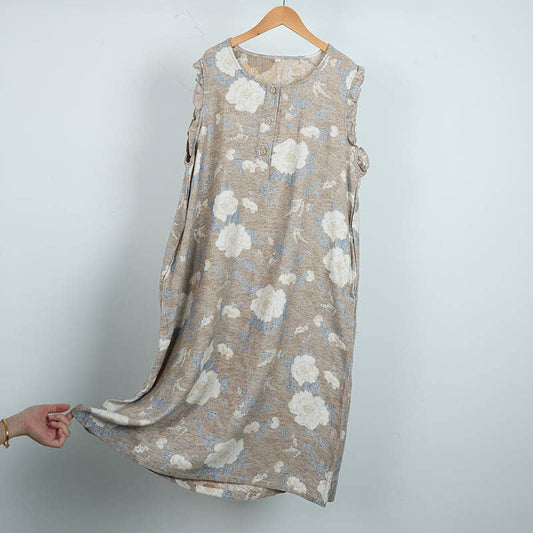 Camellia Ruffle Trim Cotton Sleeveless Nightdress - XL - image 1