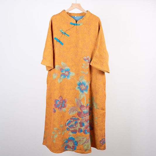 Vintage Peach Blossom Cotton Gauze Nightdress - Orange - L - image 2