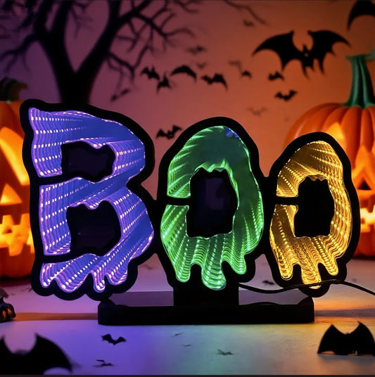 3D  "BOO" Infinity Lights Home Decoration - 2PCS - 2"W x 10"L x 6"H - image 1