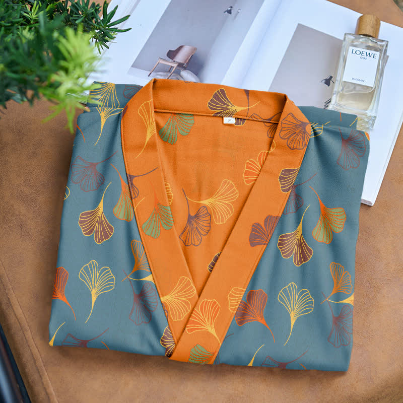 Ginkgo Biloba Cotton Gauze Kimono Robe - image 7