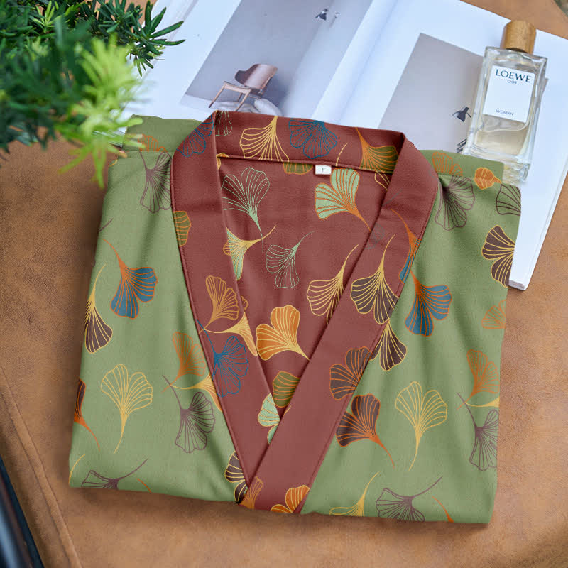 Ginkgo Biloba Cotton Gauze Kimono Robe - image 15