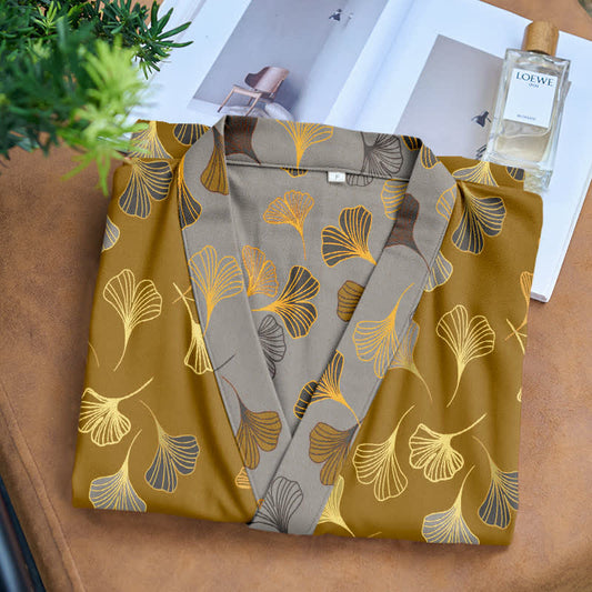 Ginkgo Biloba Cotton Gauze Kimono Robe - image 1