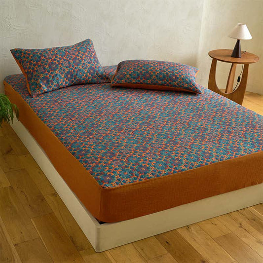 Retro Geometric Pattern Cotton Fitted Sheet - image 2