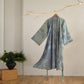 Ginkgo Leaf Organic Cotton Kimono Robe - Light Green & Blue - 2XL - image 12