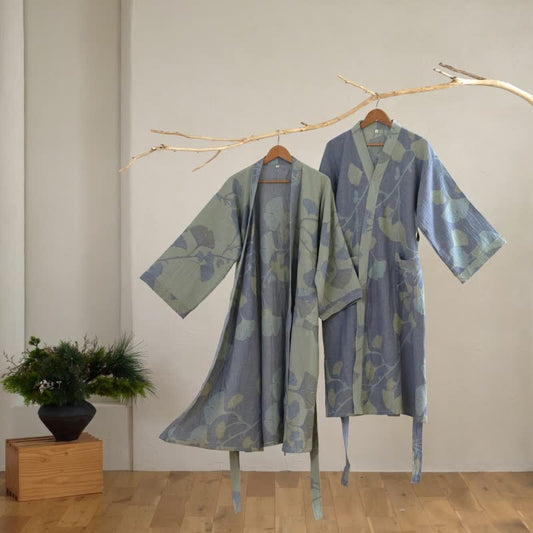 Ginkgo Leaf Organic Cotton Kimono Robe - image 2