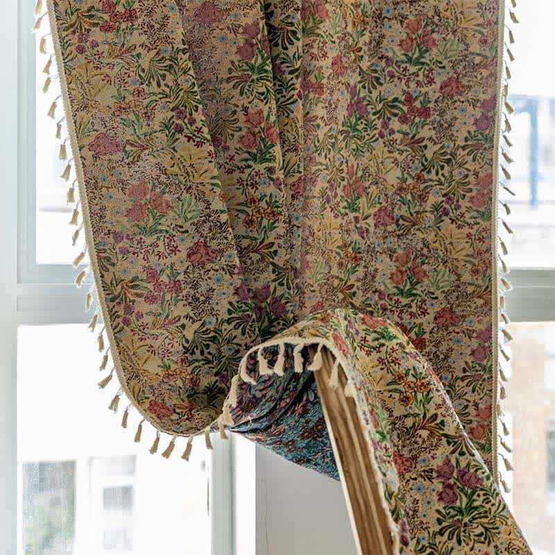 Painterly Vintage Floral Tassel Curtain - image 6