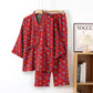 Ginkgo Organic Cotton Kimono Loungewear Set - Red & Green - XL - image 17
