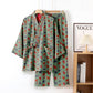 Ginkgo Organic Cotton Kimono Loungewear Set - Green & Red - XL - image 18
