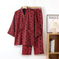 Ginkgo Organic Cotton Kimono Loungewear Set - Red & Black - XL - image 8