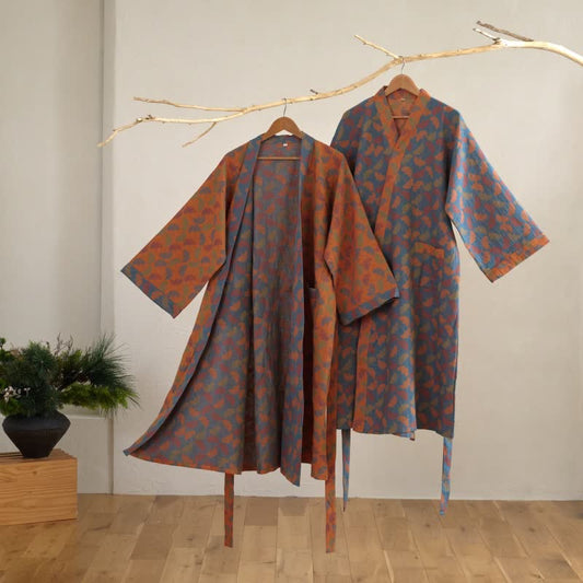 Ginkgo Biloba Cotton Gauze Japanese Robe - image 2