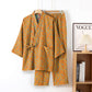 Ginkgo Leaf Cotton Kimono Loungewear Set - Orange - XL - image 5