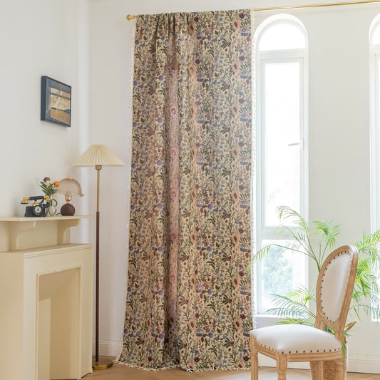 Painterly Dahlia Floral Tassel Curtain - image 2