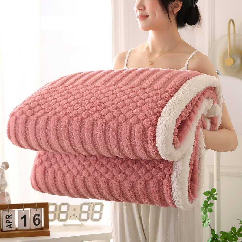Solid Color Textured Fleece Throw Blanket - Rose - Queen - image 9