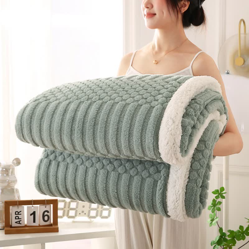 Solid Color Textured Fleece Throw Blanket - Green - Queen - image 8