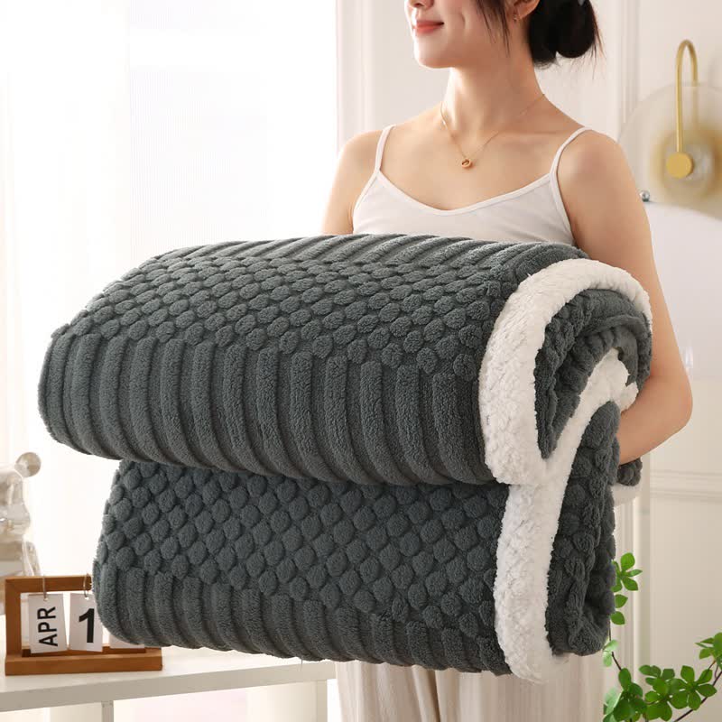 Solid Color Textured Fleece Throw Blanket - Dark Grey - Queen - image 13