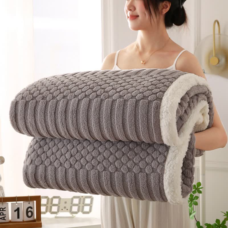 Solid Color Textured Fleece Throw Blanket - Light Gray - Queen - image 15