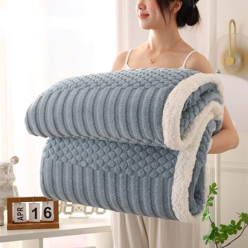 Solid Color Textured Fleece Throw Blanket - Grey Blue - Queen - image 12