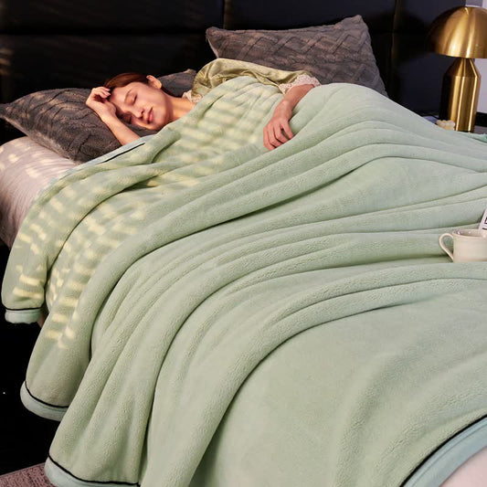 Minimalist Style Solid Color Blanket - Light Green - King - image 1