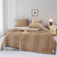 Solid Color Striped Plush Throw Blanket - Coffee - King - image 14