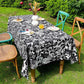 Vintage Black Floral Scalloped Edge Tablecloth - image 4