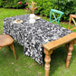 Vintage Black Floral Scalloped Edge Tablecloth - image 3