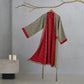 Two-Tone Ginkgo Cotton Gauze Kimono Robe - Green & Red - 2XL - image 14