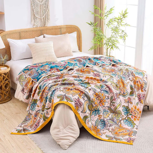 Vine Flower Muslin Cotton Gauze Quilt - King - image 1