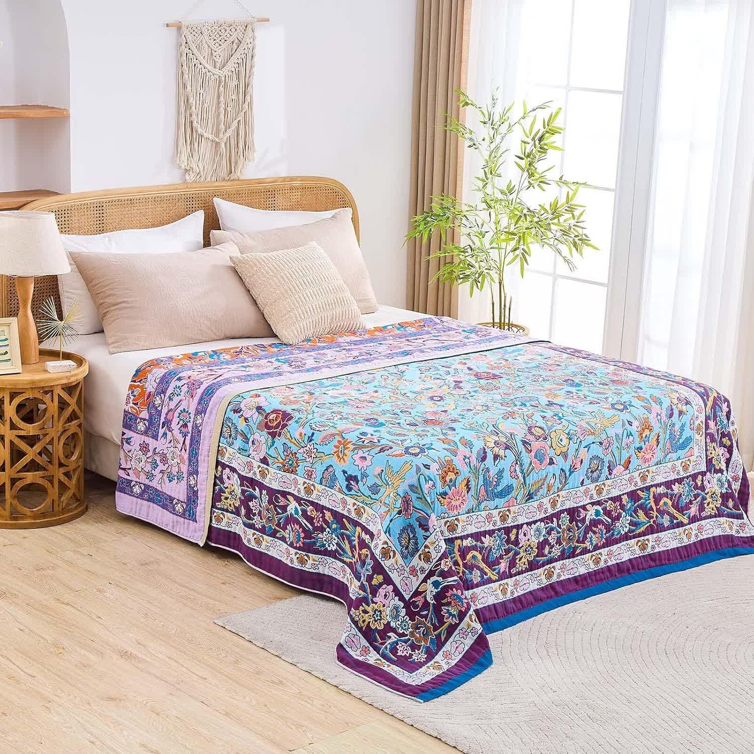 Floral Frame Muslin Cotton Gauze Quilt - image 2