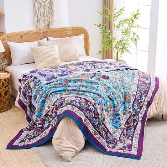 Floral Frame Muslin Cotton Gauze Quilt - Queen - image 1