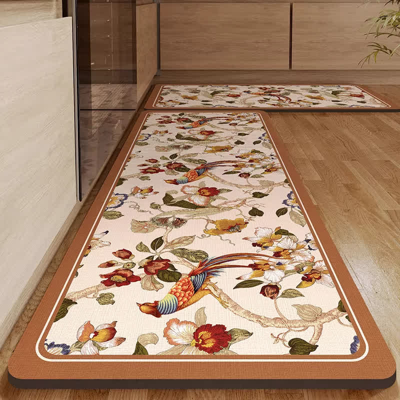 Diatom Mud Floral Bird Water-absorbent Rug - 19" x 31"+19" x 63" - image 1