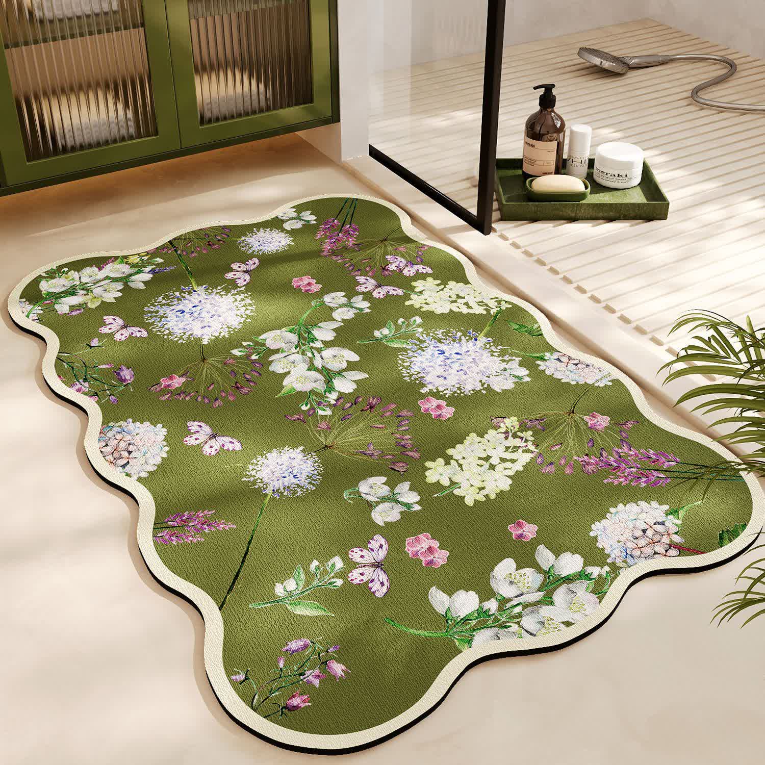 Diatom Mud Anti-slip Floral Bath Mat - C - 23" x 35" - image 3