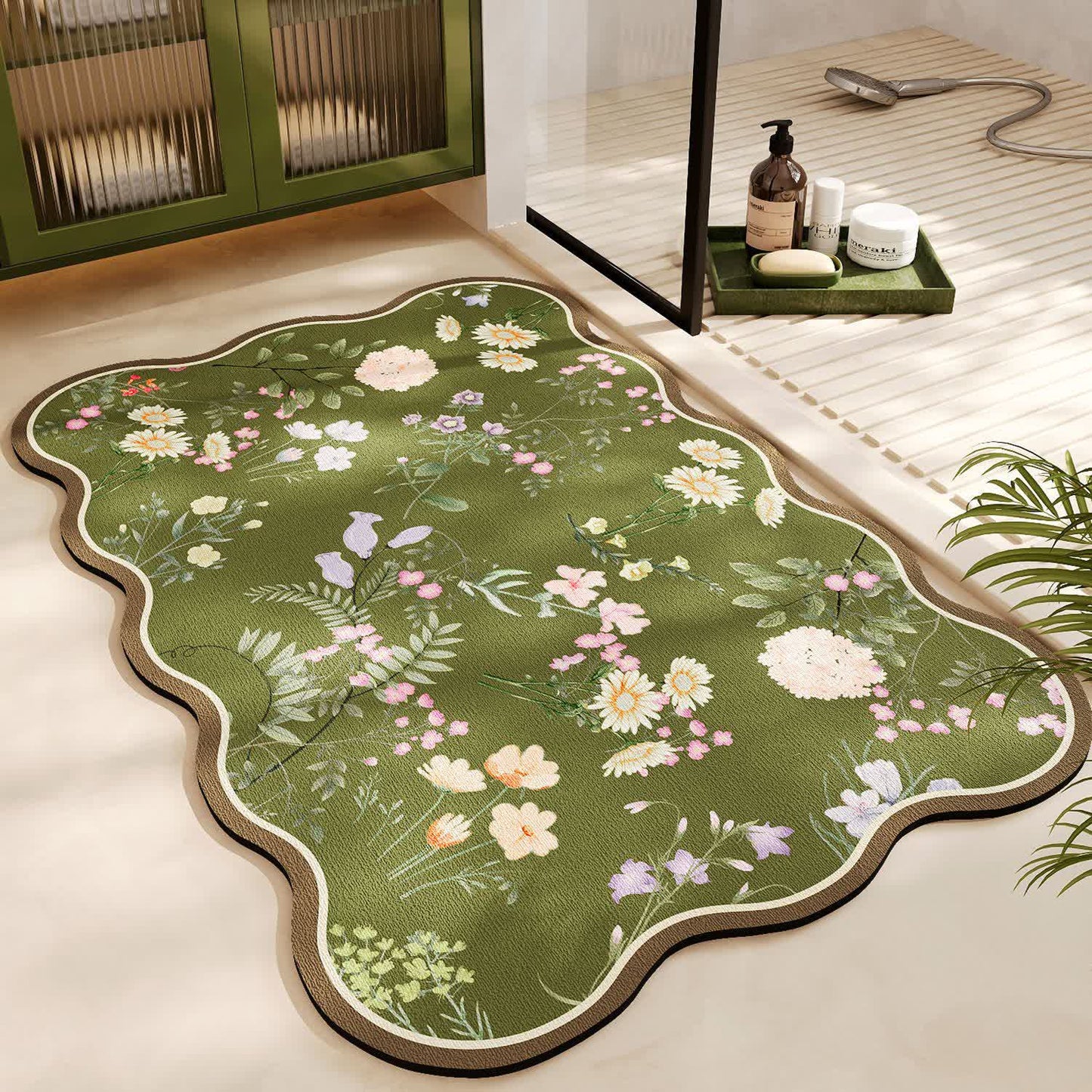 Diatom Mud Anti-slip Floral Bath Mat - B - 23" x 35" - image 2