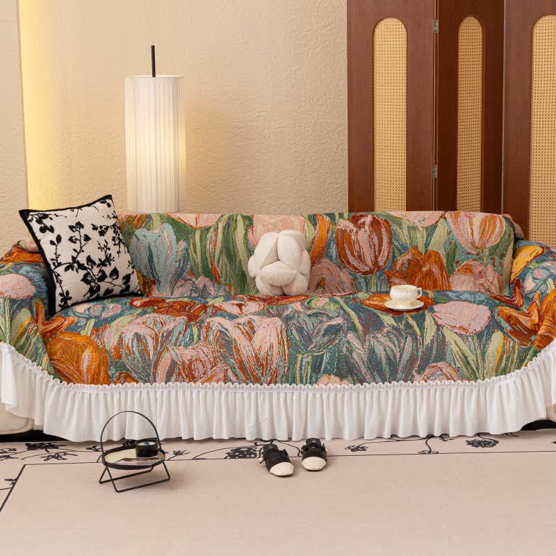 Oil Painting Ruffled Sofa Throw Blanket - image 2