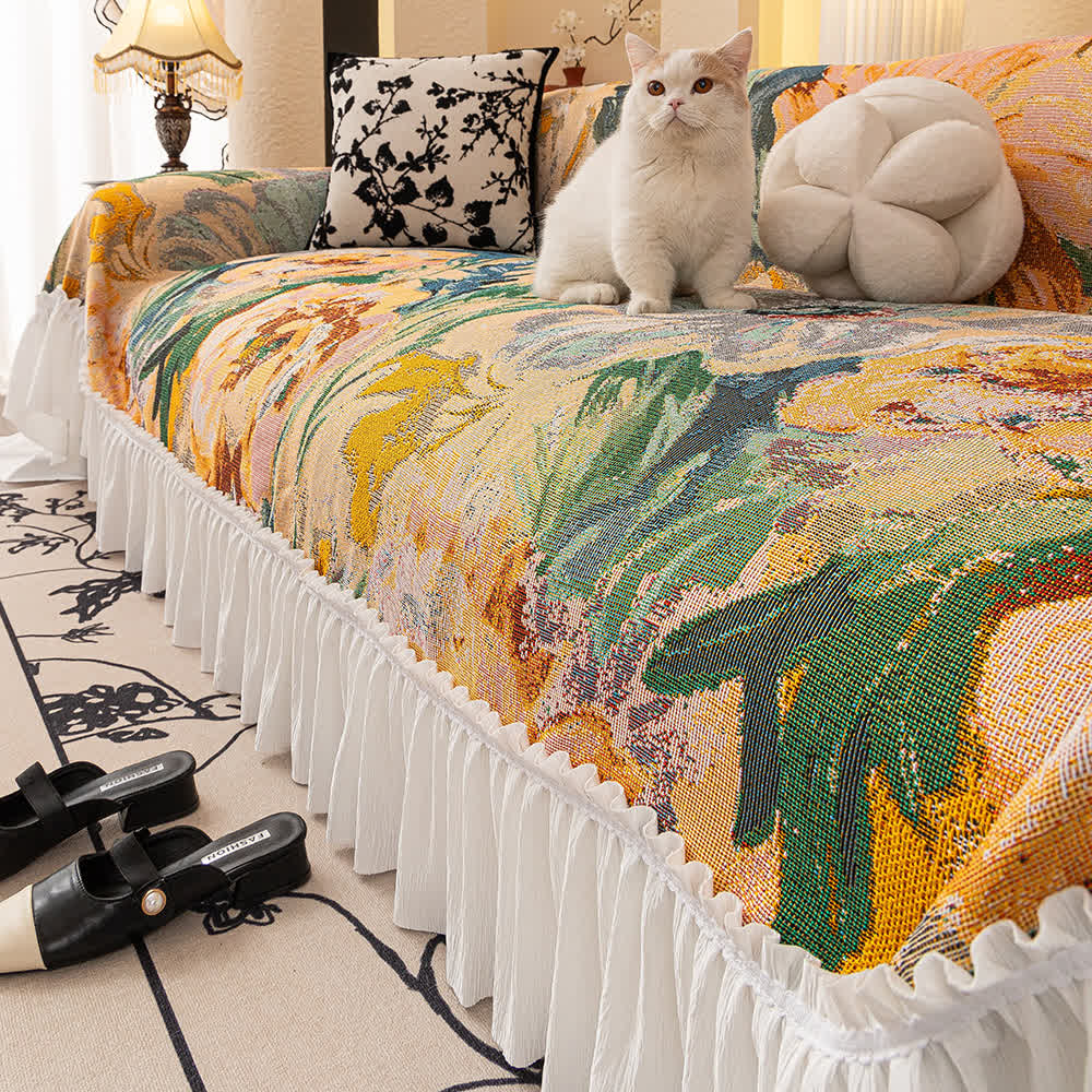 Rustic Style Ruffled Sofa Throw Blanket - image 3