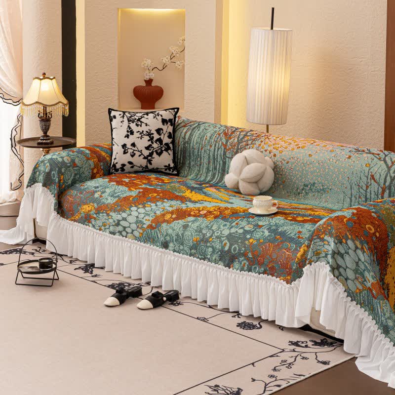 Artistic Forest Ruffled Sofa Throw Blanket - 79" x 134" - image 1