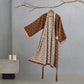 Two-Tone Ginkgo Cotton Gauze Kimono Robe - Coffee & Beige - XL - image 25