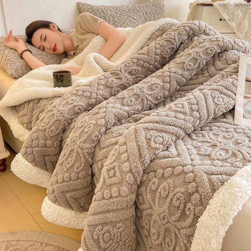 Plush Floral Sherpa Fleece Warm Blanket - image 10