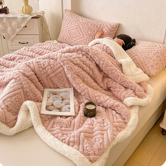 Plush Floral Sherpa Fleece Warm Blanket - image 2