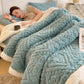 Plush Floral Sherpa Fleece Warm Blanket - Sky Blue - Queen - image 8