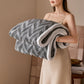 Modern Chevron Jacquard Warm Blanket - Dark Grey - Queen - image 14